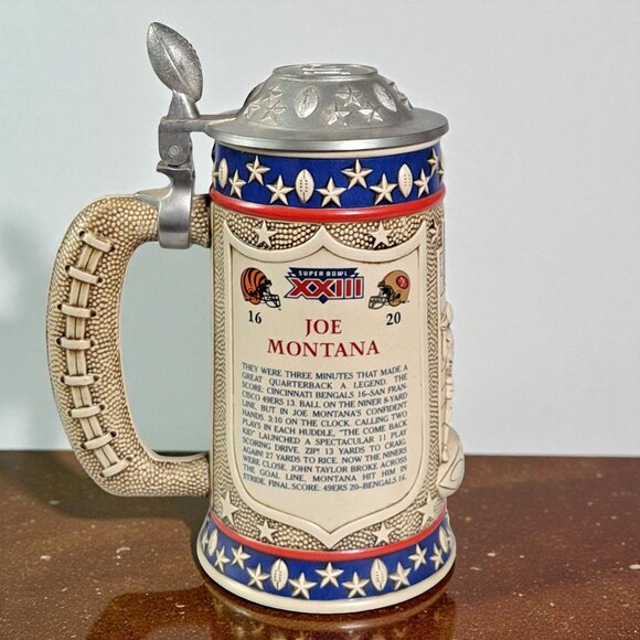 Joe Montana 49ers Super Bowl XXIII Beer Stein Tankard "The Comeback Kid" 1996 - Picture 6 of 12